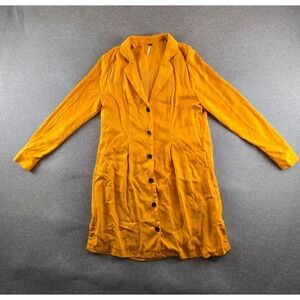 Free People Break The Cycle Mini Dress‎ L/S Sz S Mustard Yellow Boho Cottagecore